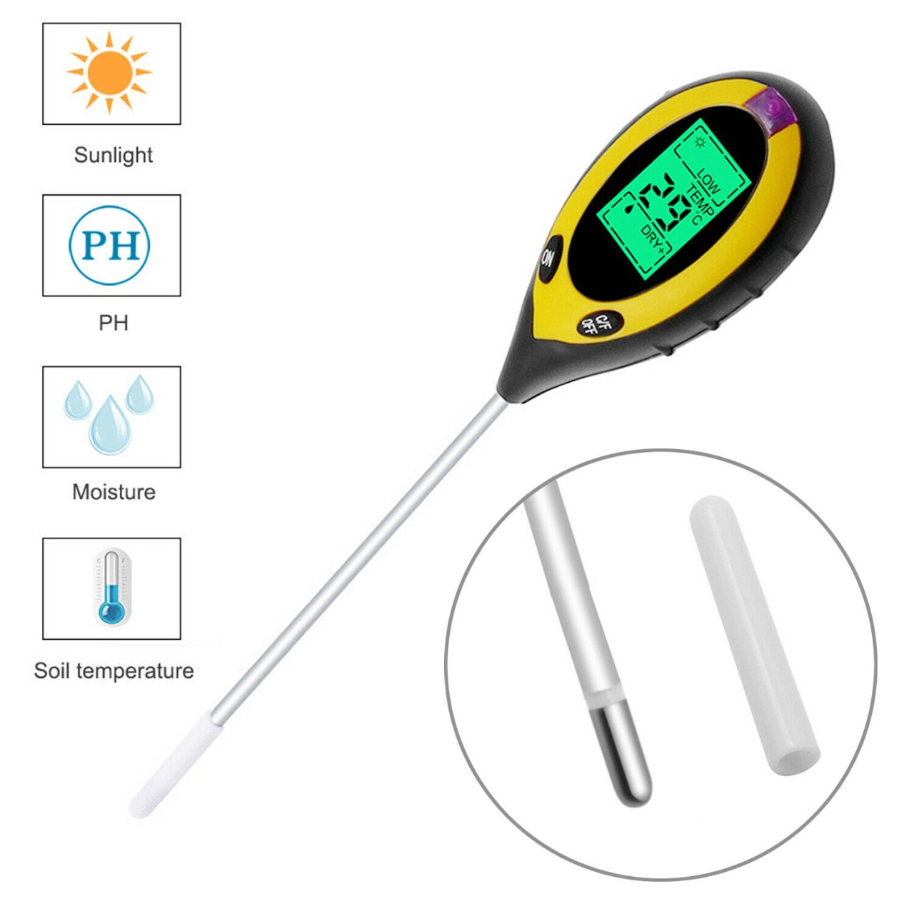 Medidor Humedad PH Luz, Temperatura Tierra