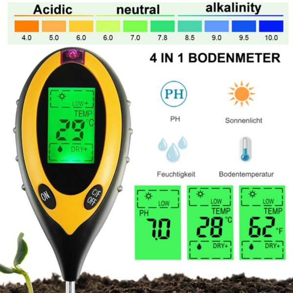 Medidor Humedad PH Luz, Temperatura Tierra